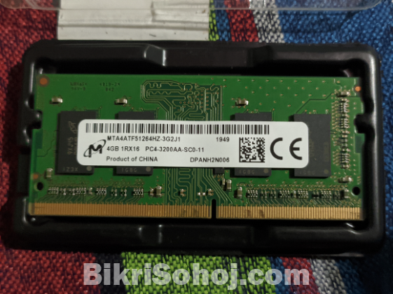 4 GB RAM, DDR4, bus speed-2600 (for laptop)